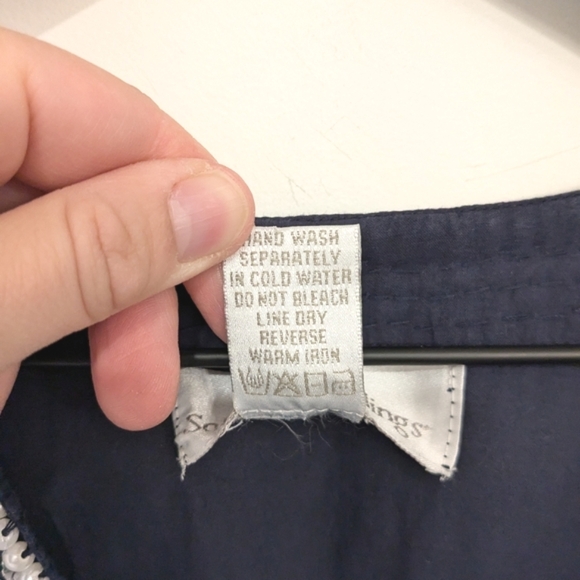 Soft Surroundings Blue White Tie Dye Maxi Length Tunic Coverup Dress Beaded Neck - Picture 7 of 7